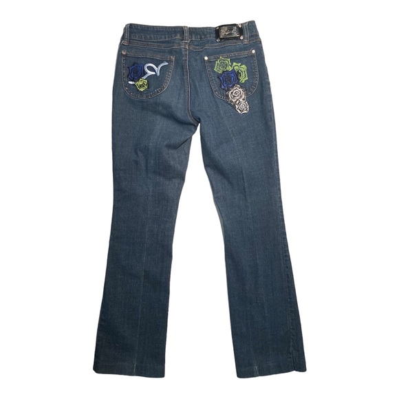 Rocawear l Vintage Y2K Rose Patched Flared Jeans 9 - Picture 1 of 8